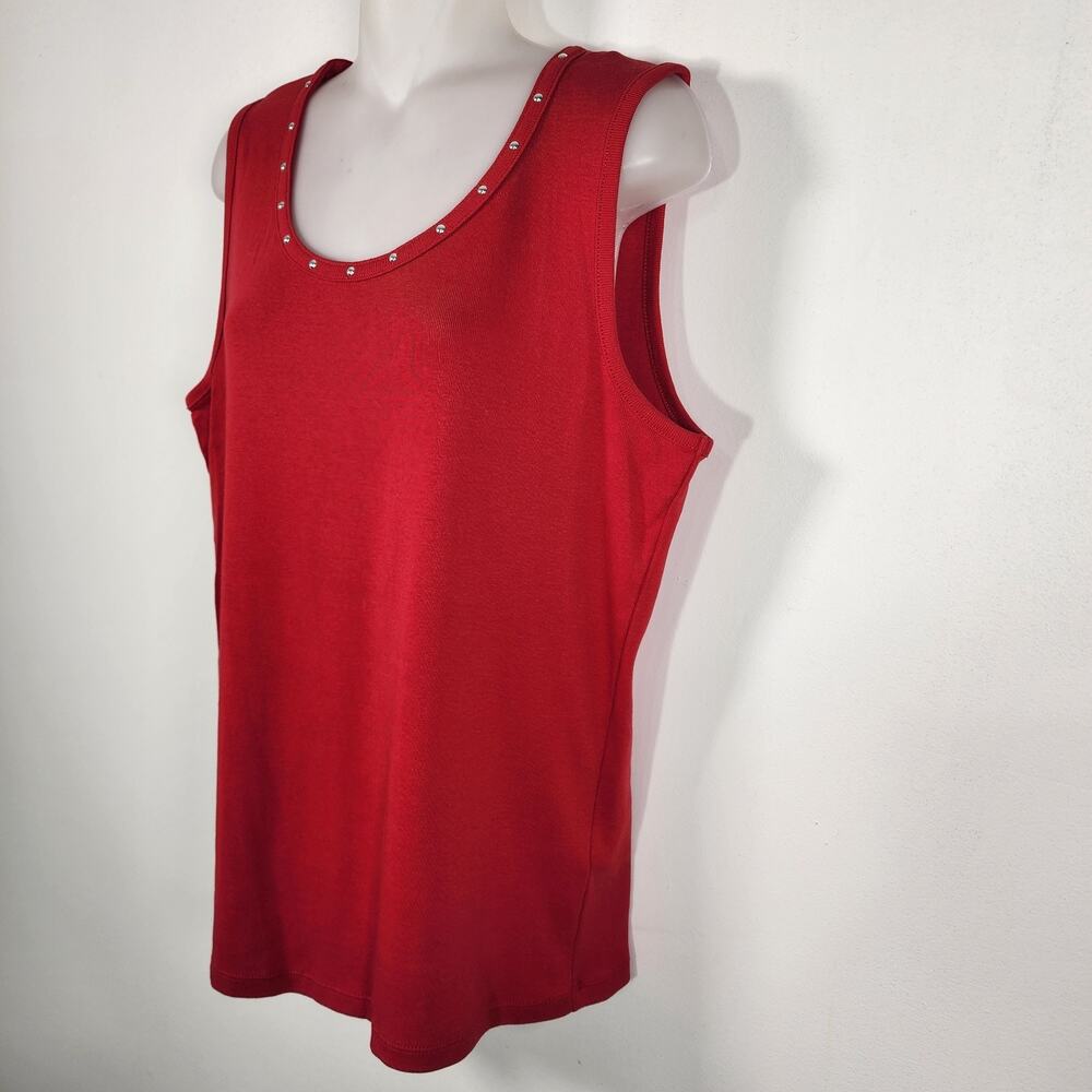 Rafaella Women 2 Piece Knit Cardigan Tank Set Studded 3/4 Sleeve Red Size Large - Picture 13 of 14